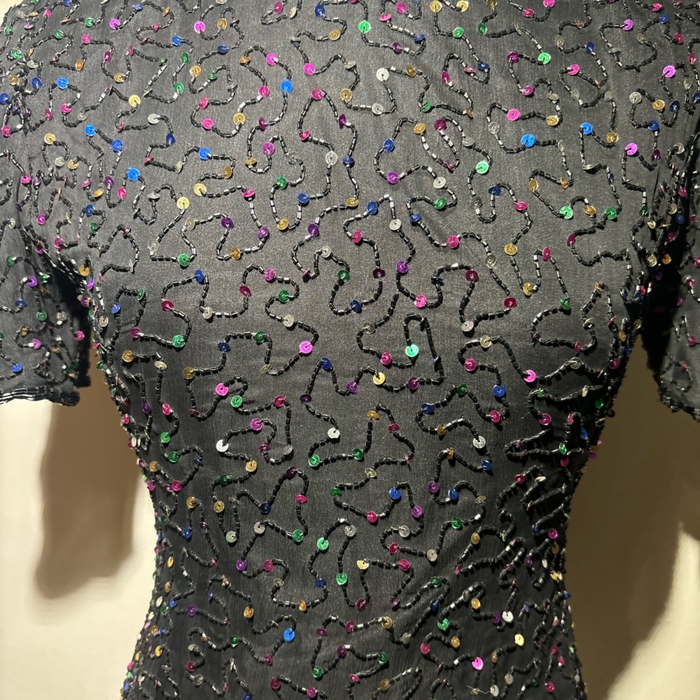 Colorful Sequin Black Dress